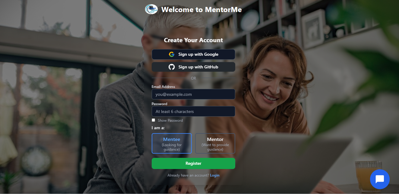 Screenshot of MentorMe Project